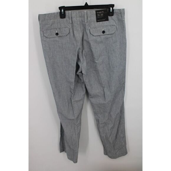 Banana Republic Straight Fit Trousers Navy White Pin Stripe 35x32 NWT - Picture 5 of 10